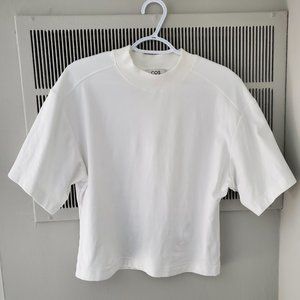 COS Waisted Mock Neck Tshirt in Off-White